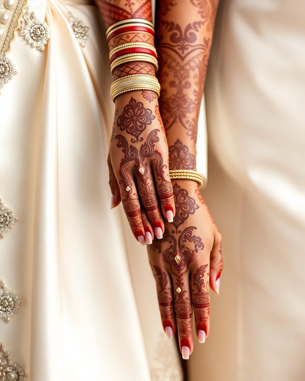 Bridal mehendi and gold bangles